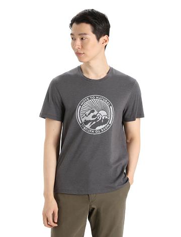 Monsoon Icebreaker Merino Central Classic Short Sleeve Move to Natural Mountain Men's T Shirts | AU 1147DFMN